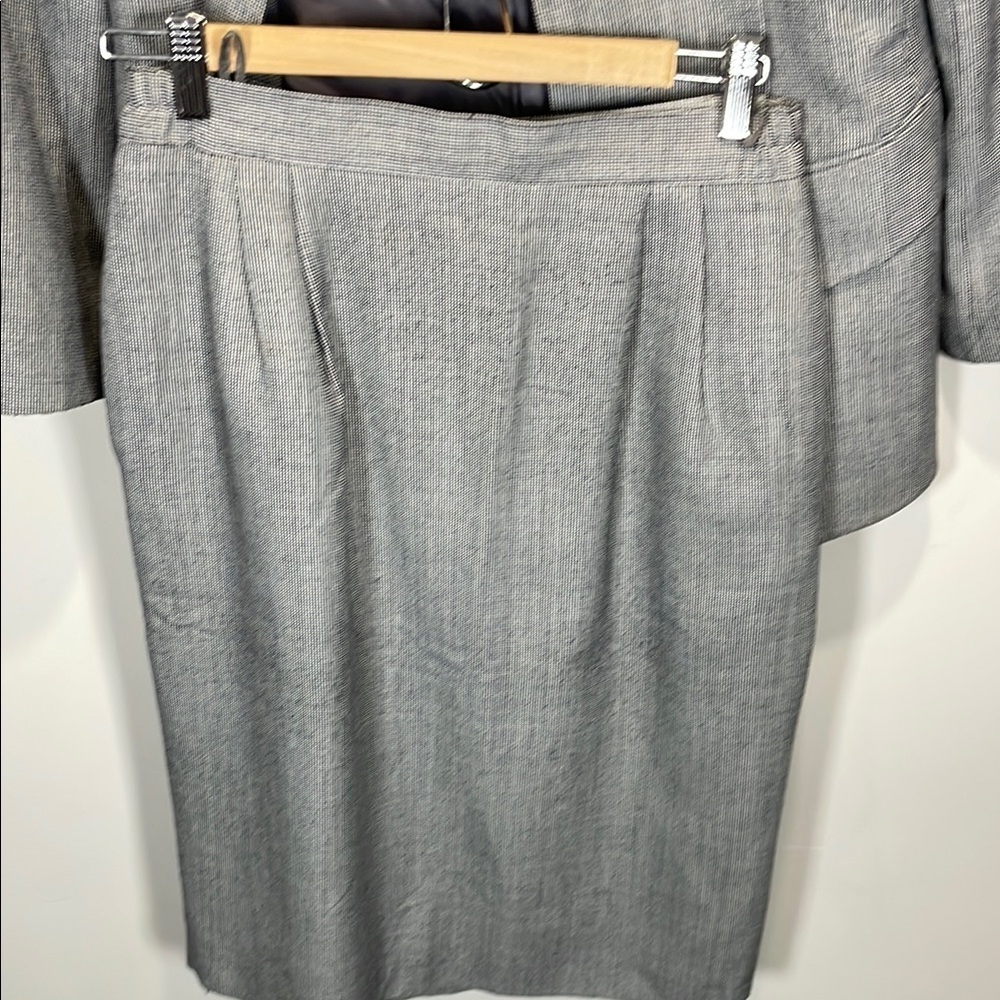 Vintage 80s Power Suit Skirt Set Gray Blazer Office Career Core Size 10 - Picture 9 of 16